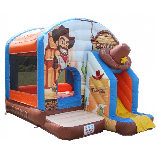 Springkussen Cowboy met glijbaan 4x3